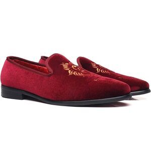 Erphpre Paul Men’s 9 Velvet Loafers Maroon Slip On NEW
